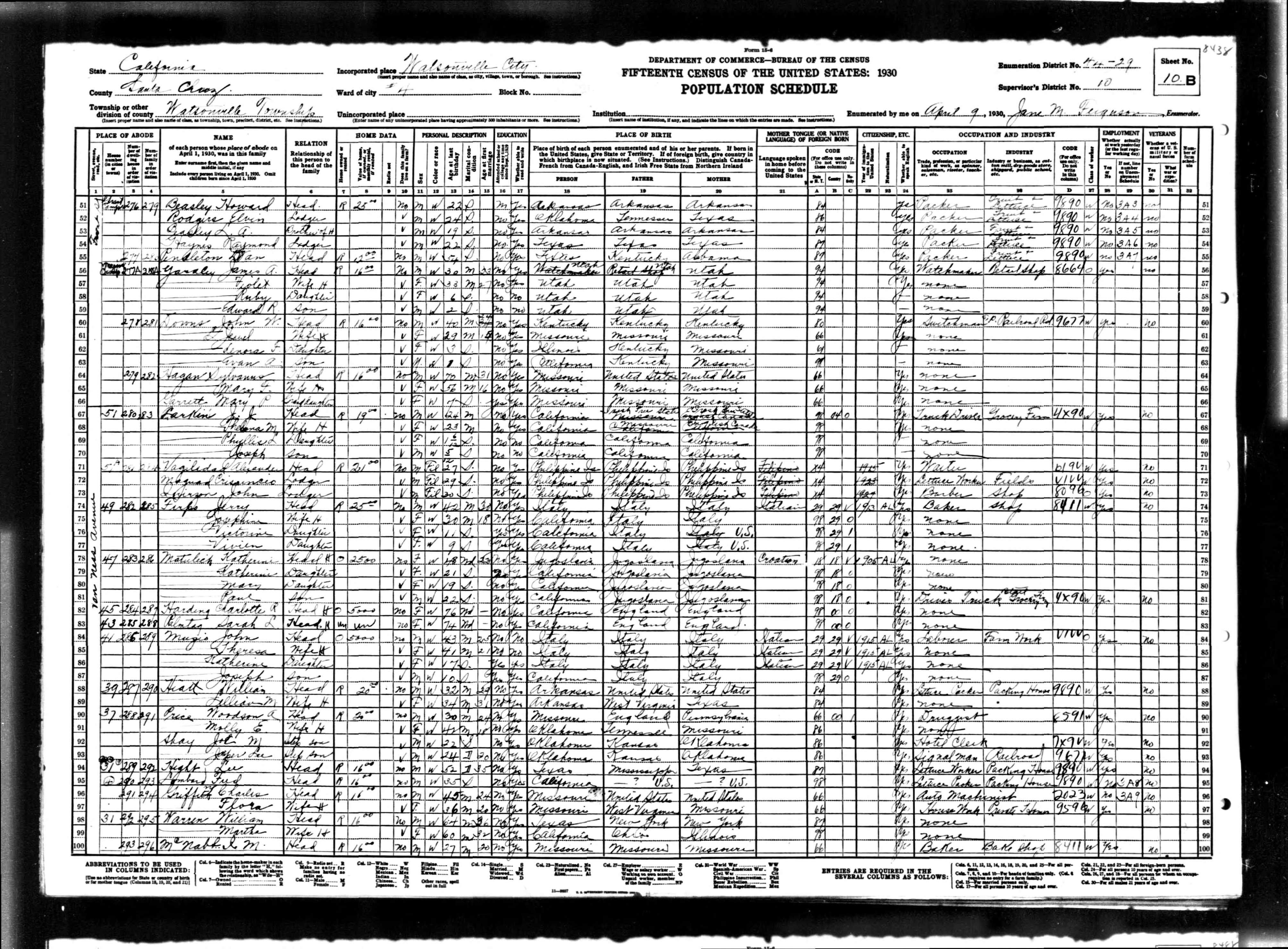 1930 US census for Jasper Lee Shay