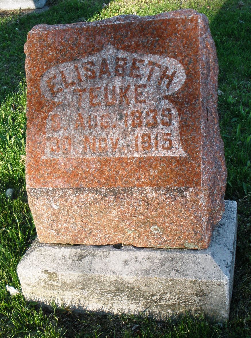 Headstone for Elisabeth Kraemer (Teuke)